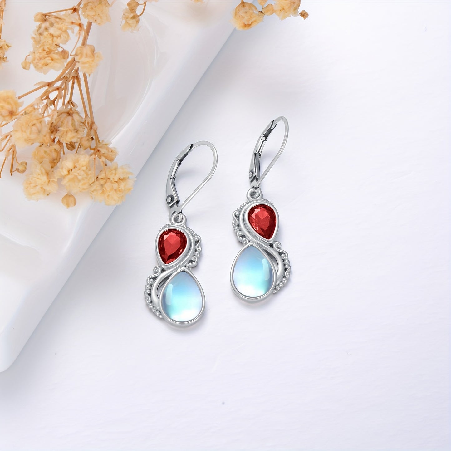 Moonstone Earrings 925 Sterling Silver Vintage Dangle Drop Leverback Earrings With 12 Months Birthstone Jewelry Gifts For Women Her