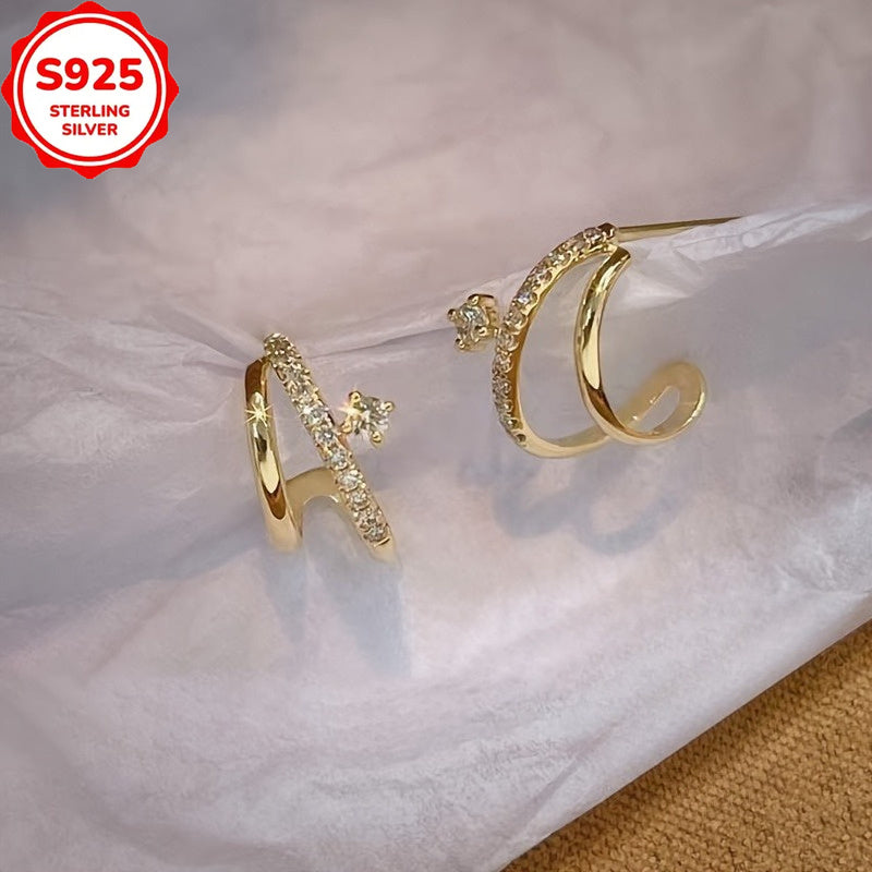 925 Sterling Silver Luxurious And Elegant Double Claw Synthetic Zirconia Earrings Are The Best Choice for Birthday Gifts, Commemorative Gifts, And Gift Giving