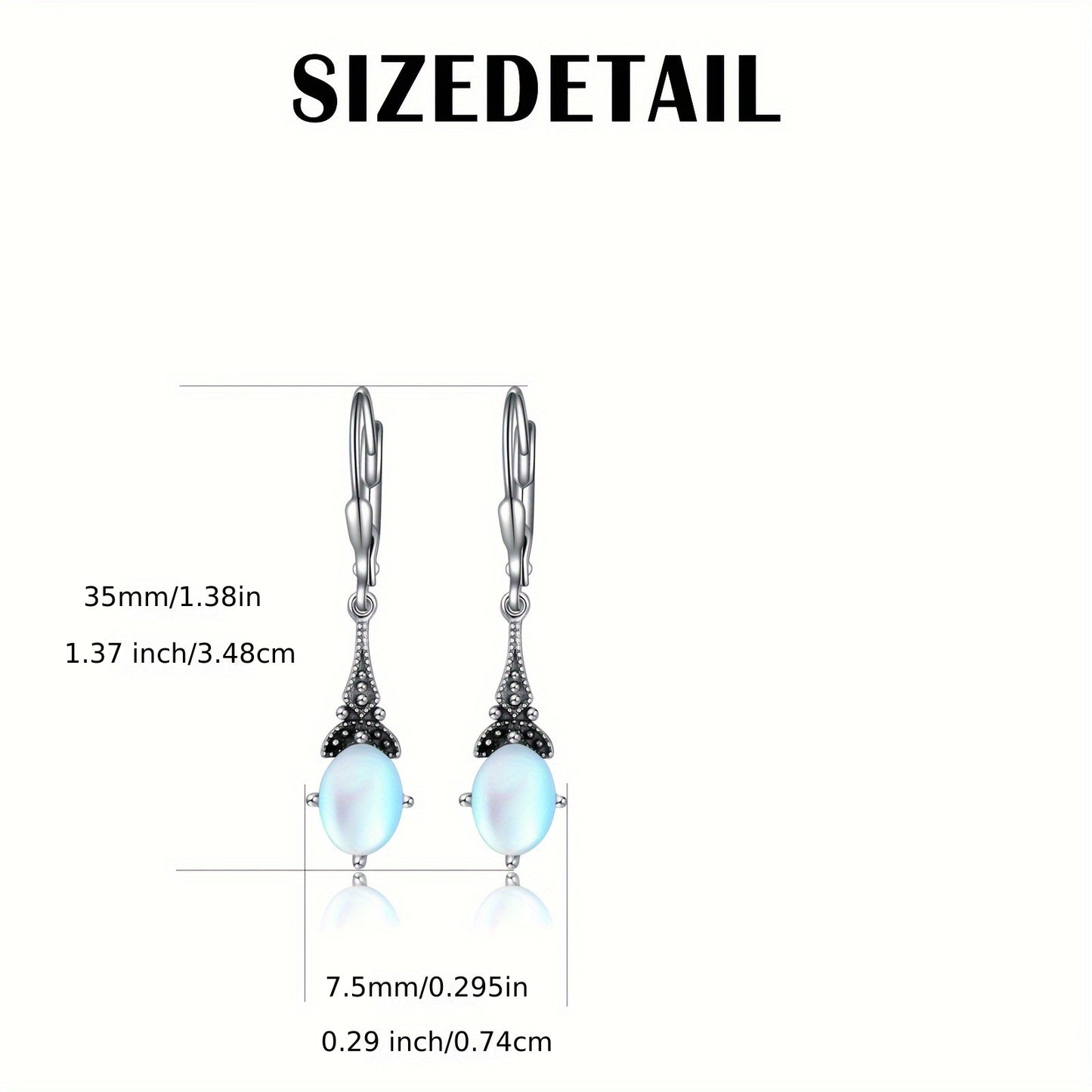 Moonstone Earrings 925 Sterling Silver Vintage Leverback Drop Dangle Earrings with June Birthstone Earrings