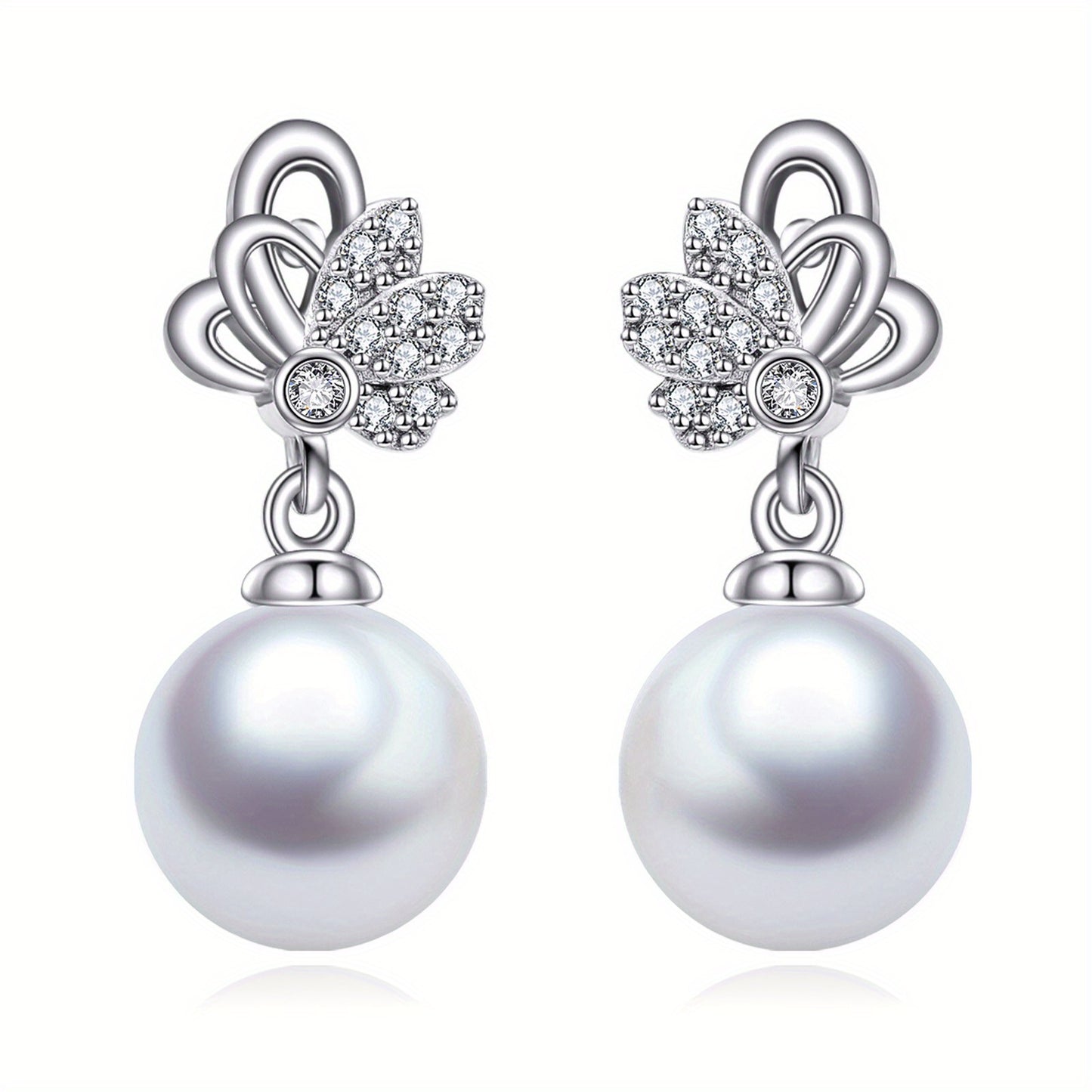 VONALA Synthetic Imitation Pearl Dangle Butterfly Earrings for Women 925 Sterling Silvery Animal Jewelry Anniversary Brithday Jewelry for Her Women Mothers Day Christmas Gifts Butterfly Synthetic Imitation Pearl Drop Earrings
