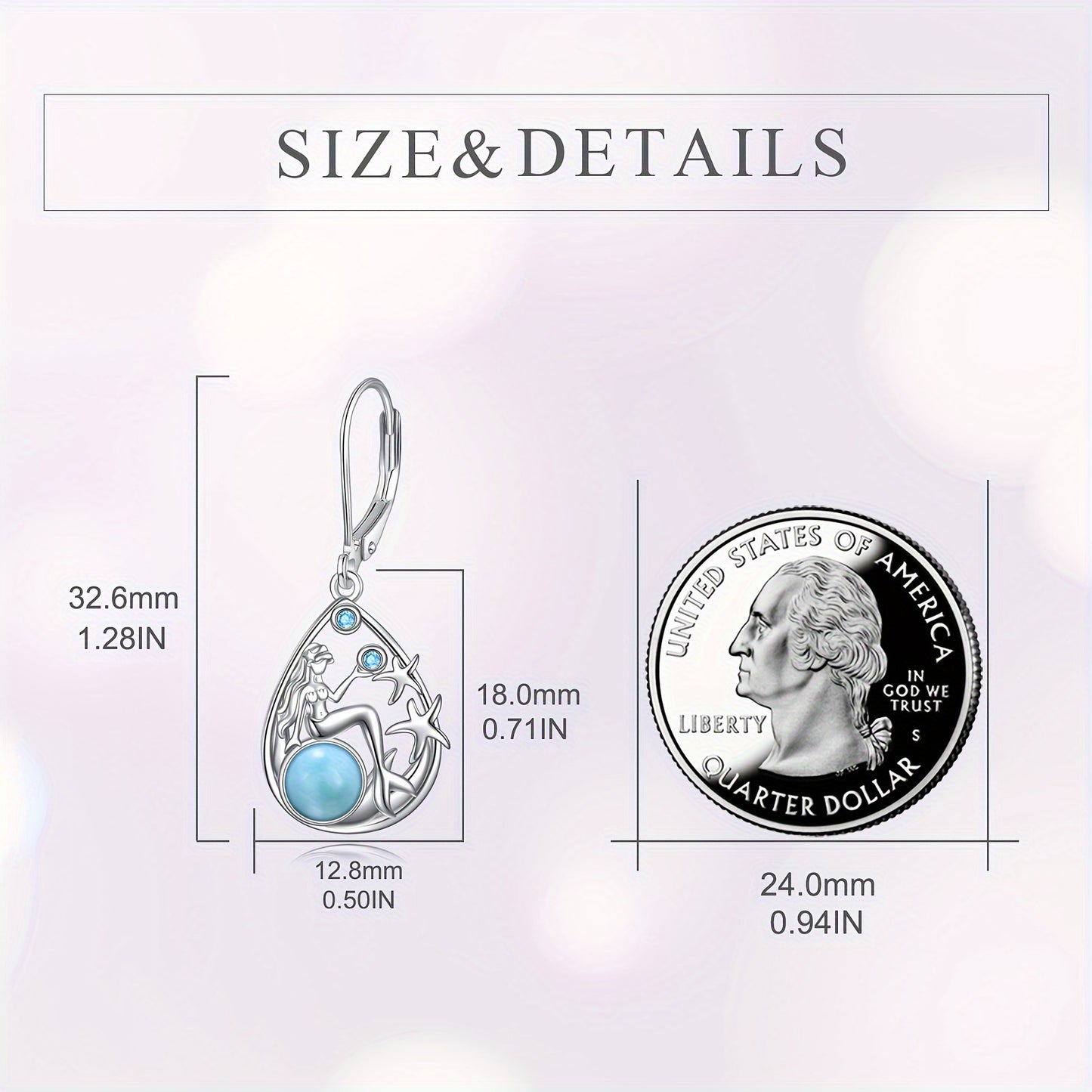 Mermaid Larimar Earrings For Women Sterling Silver Beach Earrings