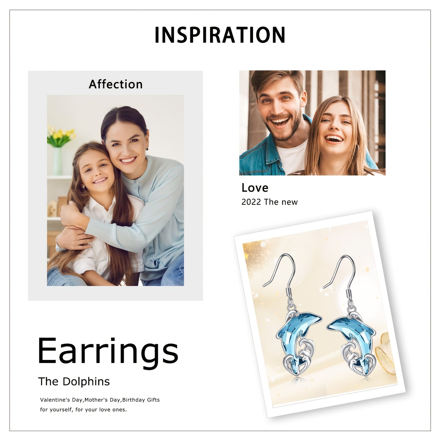 925 Pure Silvery Artificial Crystal Dolphin Pendant Earrings