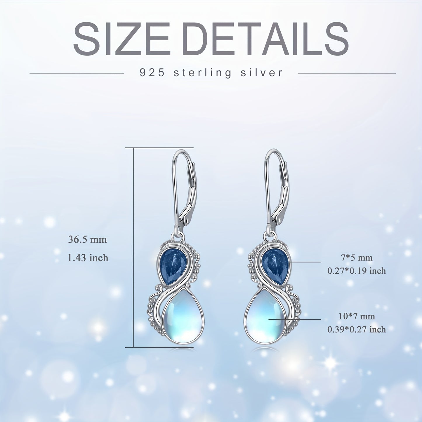 Moonstone Earrings 925 Sterling Silver Vintage Dangle Drop Leverback Earrings With 12 Months Birthstone Jewelry Gifts For Women Her