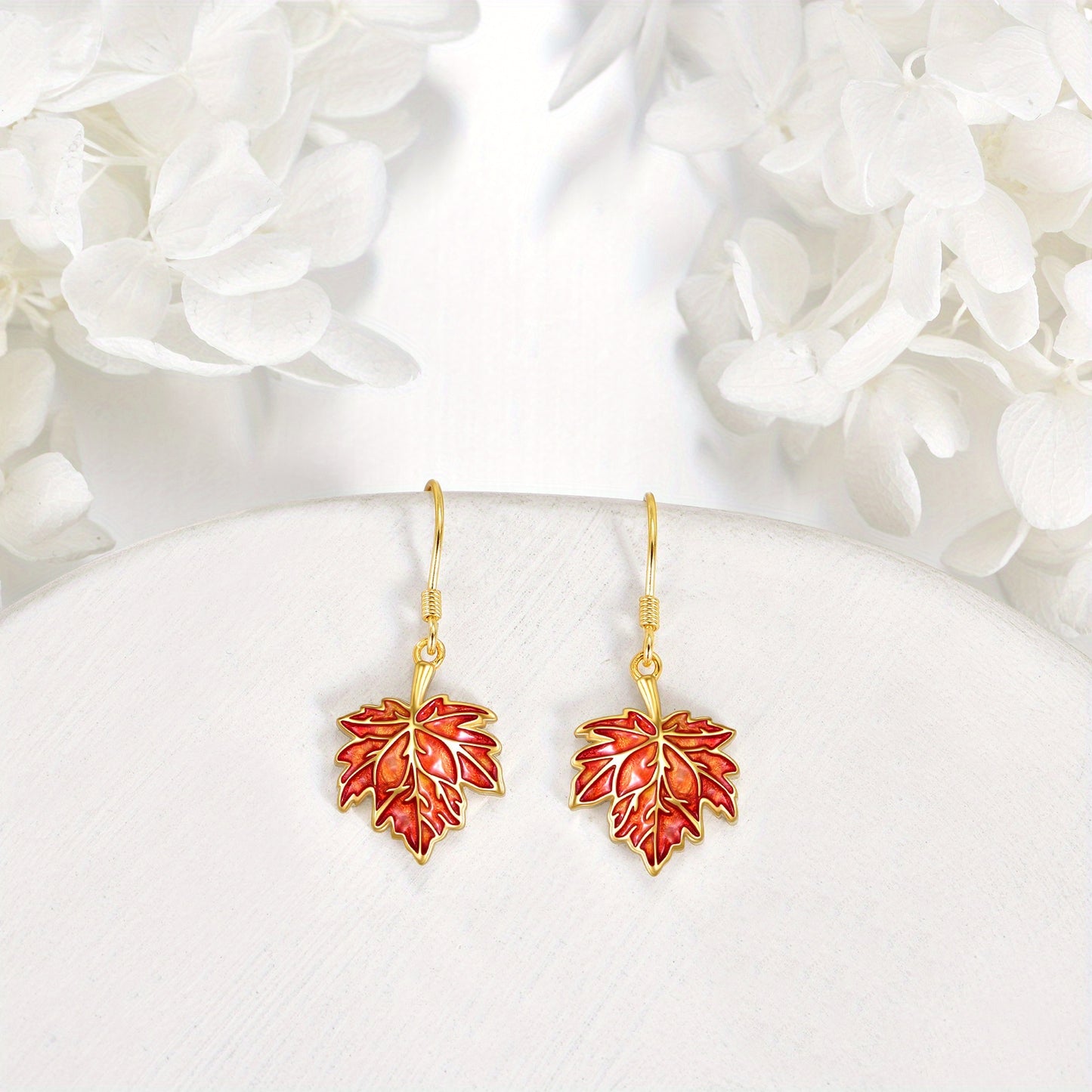 Women's Maple Leaf Earrings Sterling Silvery Women's Autumn Earrings Maple Leaf Botanical Earrings Leaf Jewelry Gift