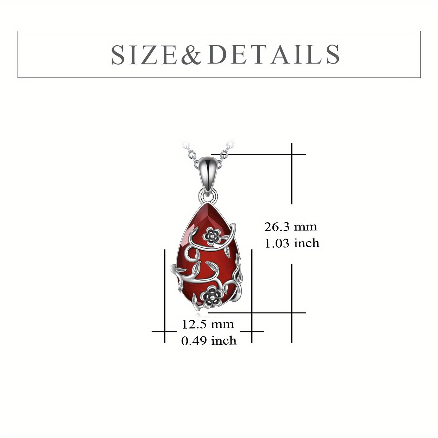 Vintage Flower Necklace S925 Sterling Silvery Red Faux Agate Pendant Faux Artificial Crystal Restoration Fine Jewelry Women's Gifts