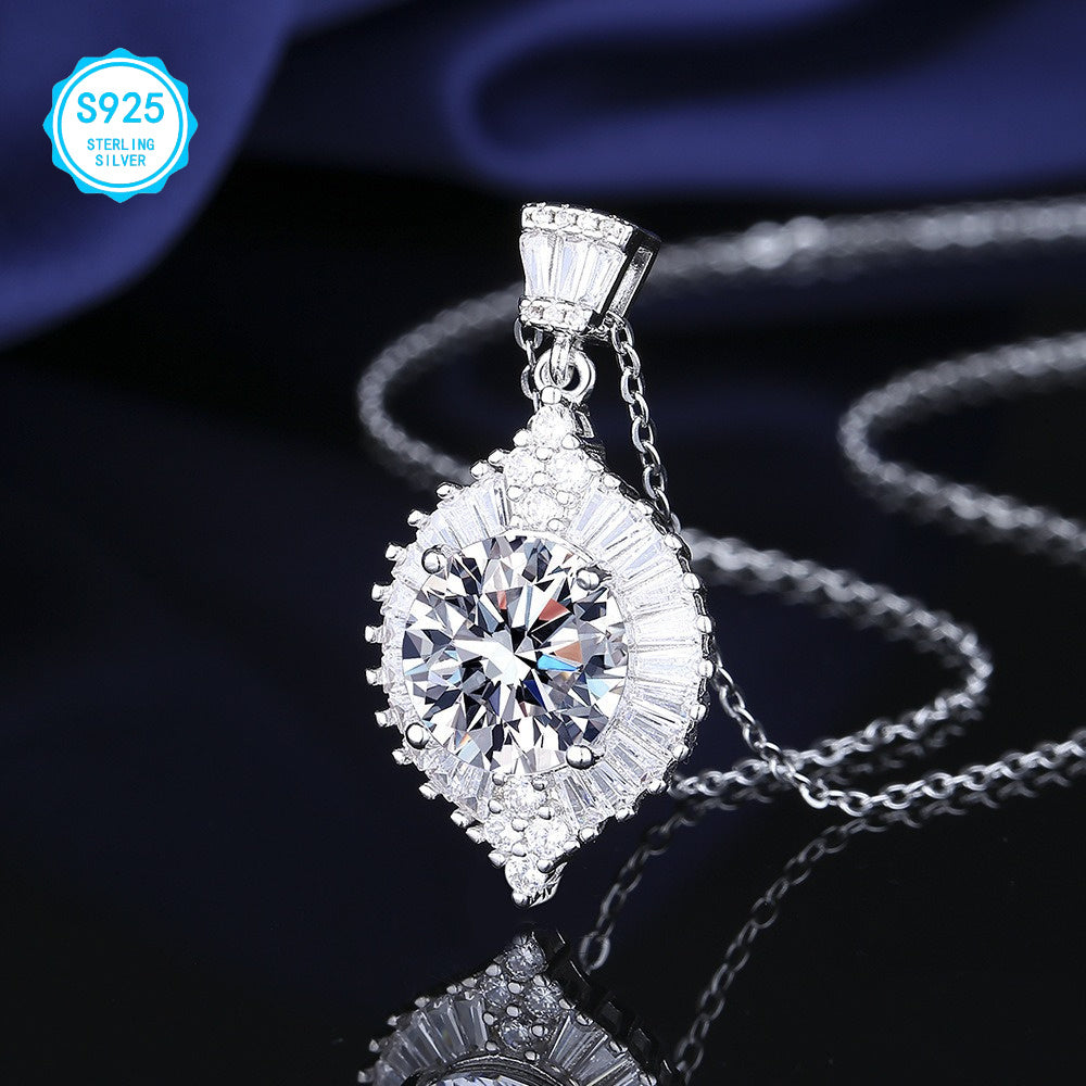 925 Silver 14CT Mosandi Jewelry Set, 5CT Ring, 5CT Pendant Necklace, 4Ct Water Drop Earrings, Mosandi Earrings Pendant Necklace Open Ring Wedding Anniversary Birthday Proposal Gift for Bridesmaids Wife Girlfriend Friends