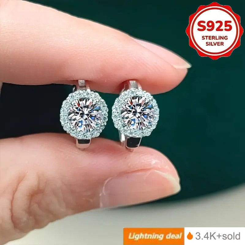 Hypoallergenic Sunflower Moissanite Earrings 925 Sterling Silver - All Season Stud Earrings for Daily Commute, Beach & Party