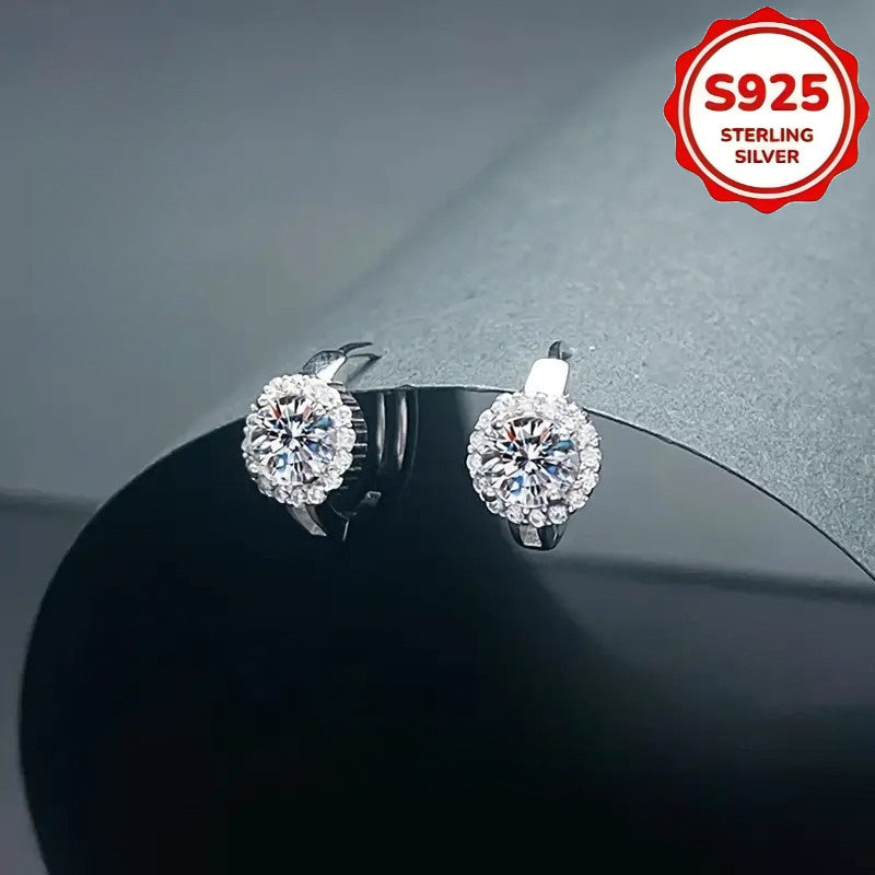 Hypoallergenic Sunflower Moissanite Earrings 925 Sterling Silver - All Season Stud Earrings for Daily Commute, Beach & Party