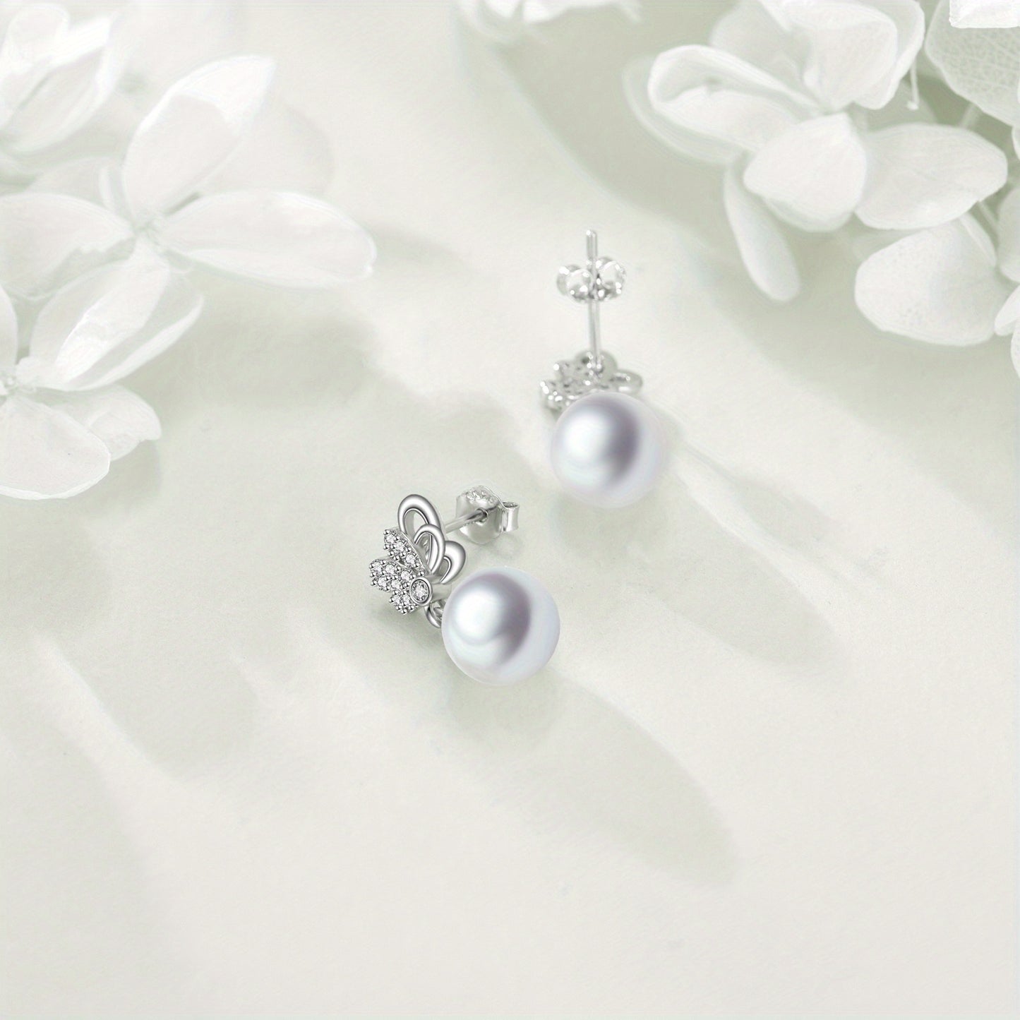 VONALA Synthetic Imitation Pearl Dangle Butterfly Earrings for Women 925 Sterling Silvery Animal Jewelry Anniversary Brithday Jewelry for Her Women Mothers Day Christmas Gifts Butterfly Synthetic Imitation Pearl Drop Earrings