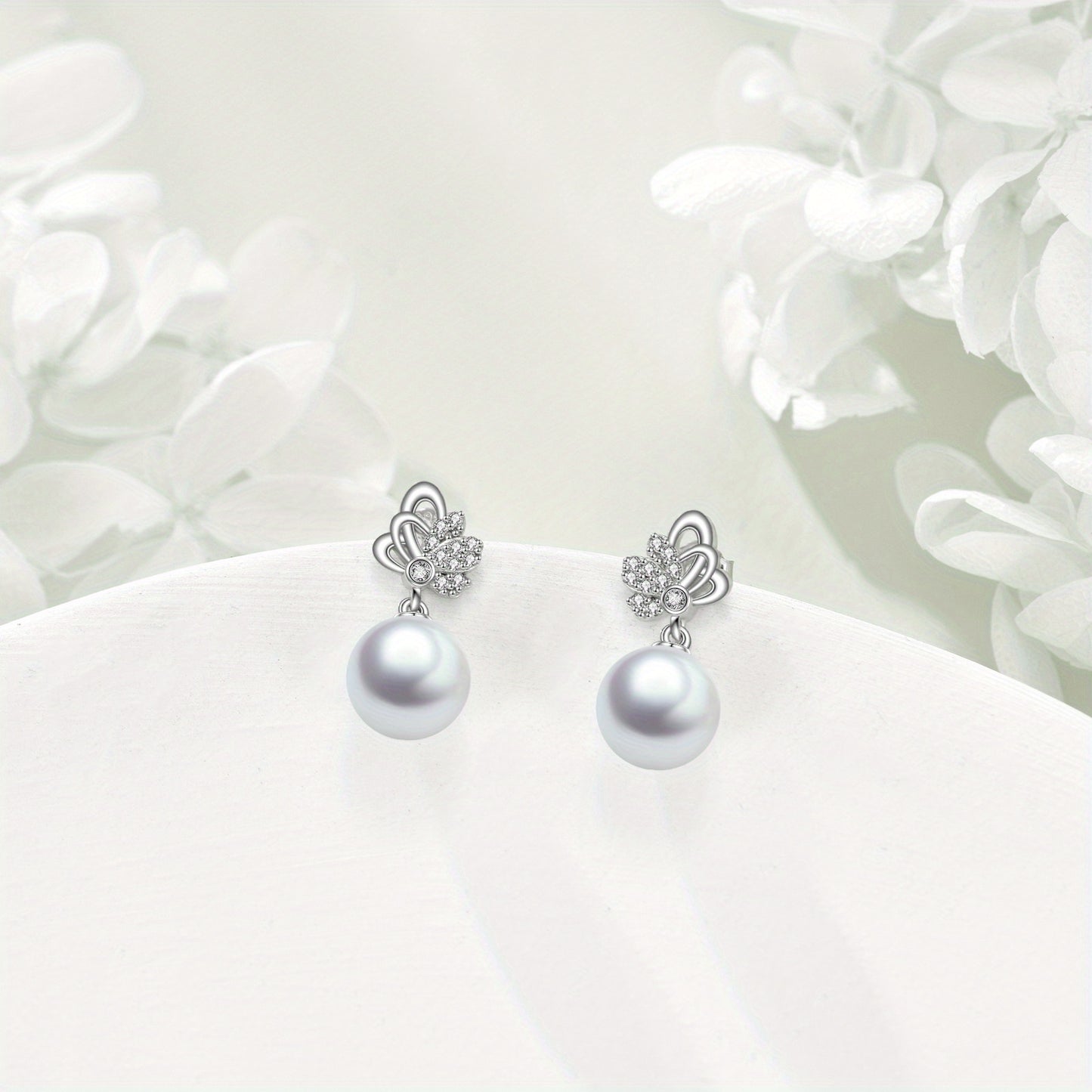 VONALA Synthetic Imitation Pearl Dangle Butterfly Earrings for Women 925 Sterling Silvery Animal Jewelry Anniversary Brithday Jewelry for Her Women Mothers Day Christmas Gifts Butterfly Synthetic Imitation Pearl Drop Earrings