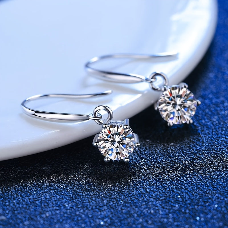 1CT Moissanite Dangle Earrings, D-Color Ideal Cut Lab-Made Moissanite 925 Sterling Silver 6-Prong Earrings, Suitable for Women, Valentine'S Day Gift, Christmas Gift