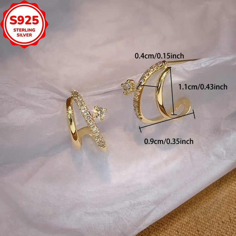 925 Sterling Silver Luxurious And Elegant Double Claw Synthetic Zirconia Earrings Are The Best Choice for Birthday Gifts, Commemorative Gifts, And Gift Giving