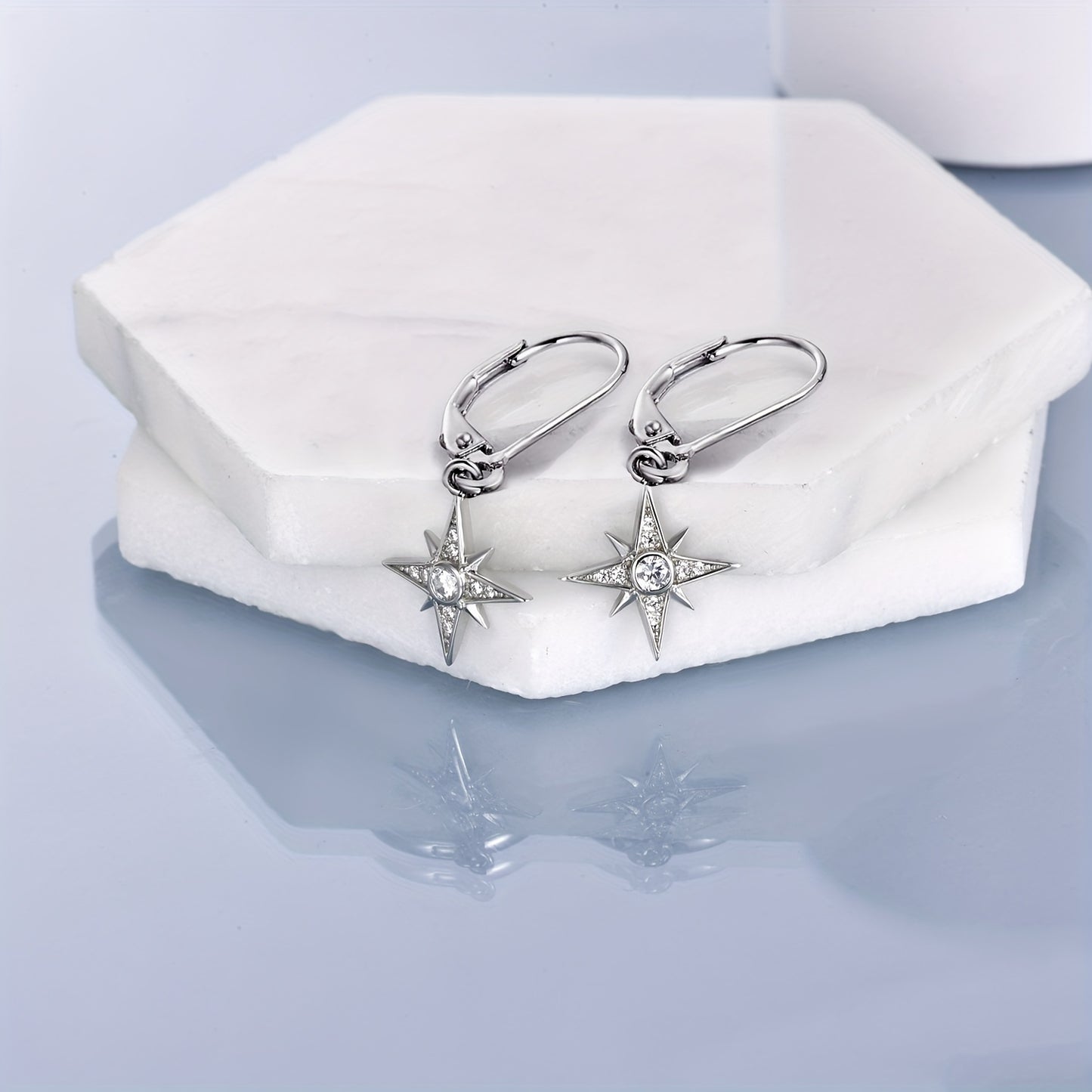 925 Sterling Silver Star Earrings Dangle Leverback Earrings For Women Polaris Earrings Hypoallergenic Star Jewelry