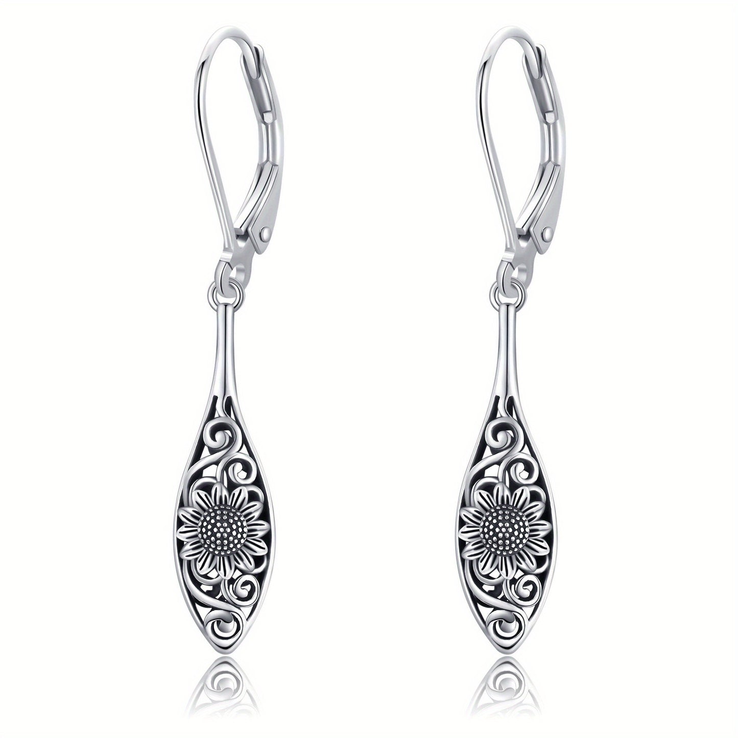925 Sterling Silver Vintage Sunflower Earrings with French Clasp - Retro Style, Detailed Floral Design, Perfect for Daily Wear or Gifting, Everyday Earrings|Vintage Style Earrings|Plated Finish
