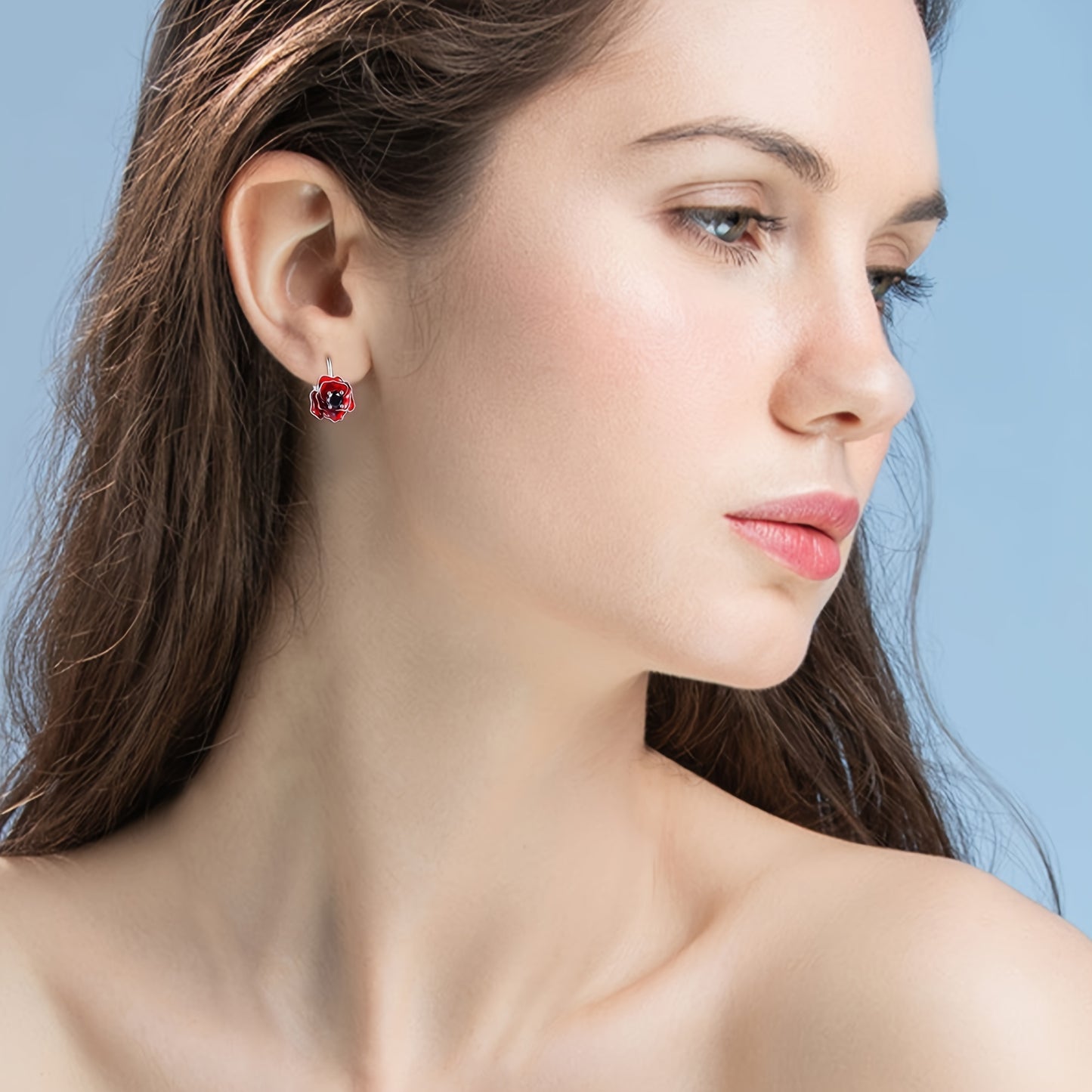 925 Sterling Silver Poppy Earrings Red Flower Earrings Leverback Earrings Poppy Jewelry