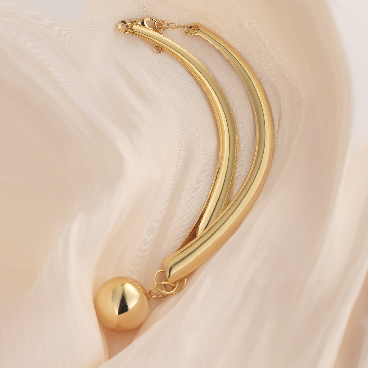Elegant Boho-Chic 18K Gold-Plated Jewelry Set - Sleek Spherical Design Necklace & Earrings with Lobster Claw Clasp, Ideal for Daily Wear & Parties - Gift Box Included