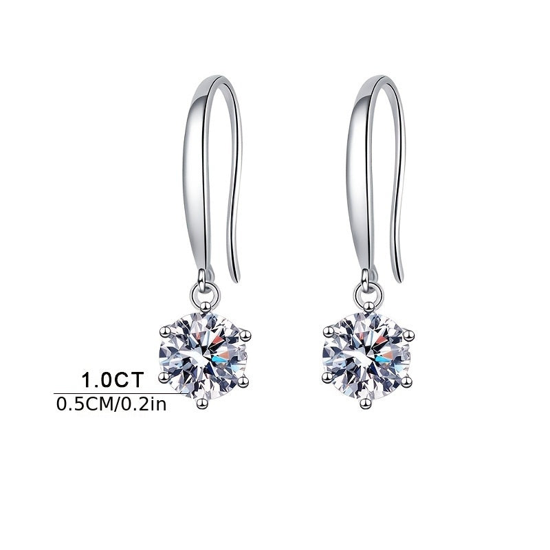 1CT Moissanite Dangle Earrings, D-Color Ideal Cut Lab-Made Moissanite 925 Sterling Silver 6-Prong Earrings, Suitable for Women, Valentine'S Day Gift, Christmas Gift