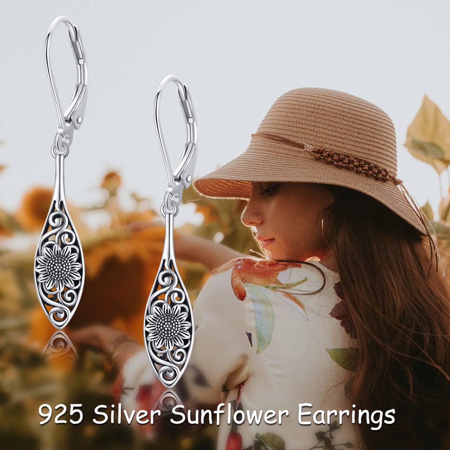 925 Sterling Silver Vintage Sunflower Earrings with French Clasp - Retro Style, Detailed Floral Design, Perfect for Daily Wear or Gifting, Everyday Earrings|Vintage Style Earrings|Plated Finish
