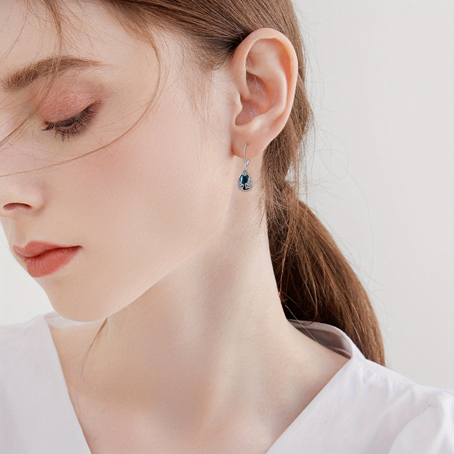 Labradorite Filigree Teardrop Drop Dangle Earrings Sterling Silvery Leverback Earrings Jewelry