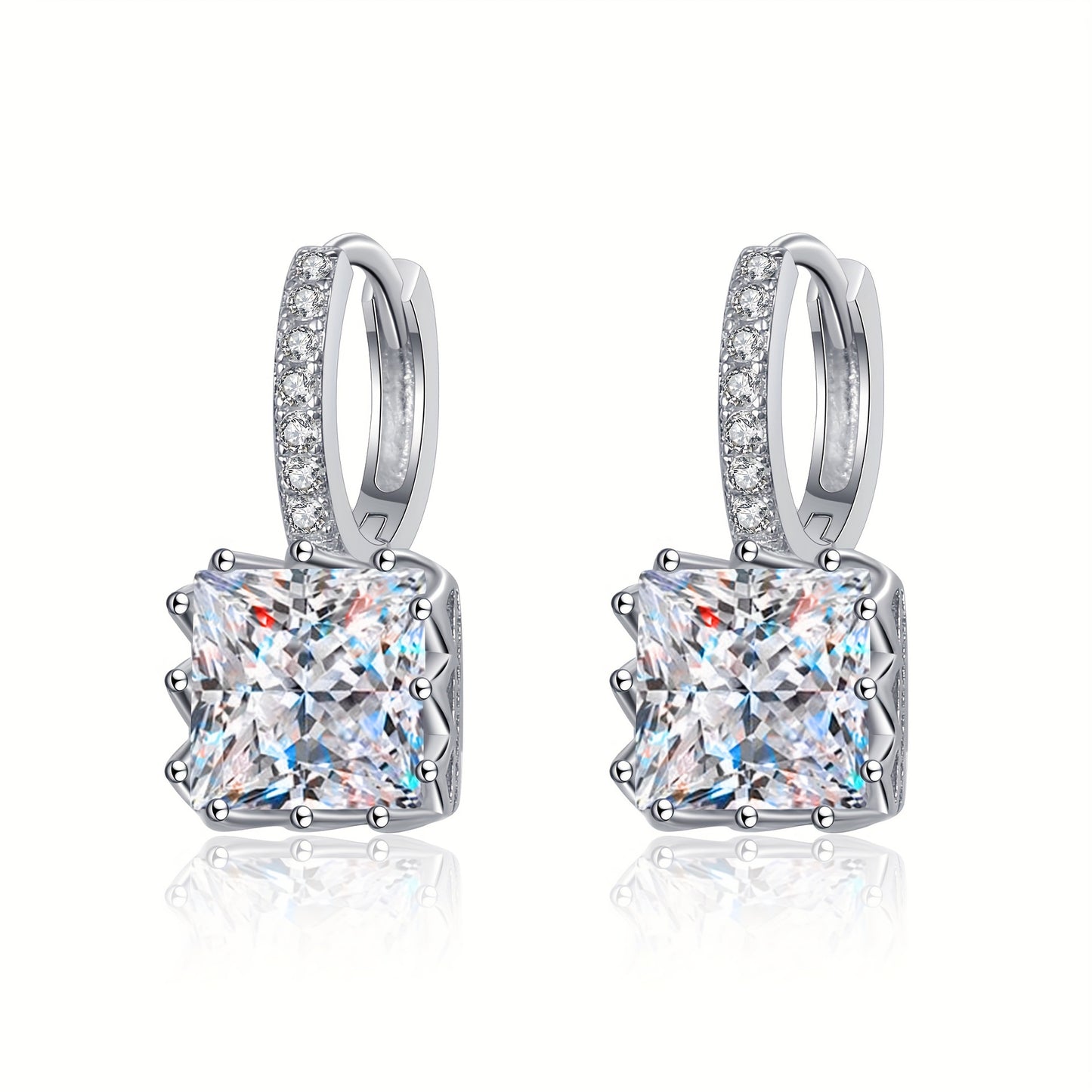 A Pair Of 2 Carat Moissanite Earrings, Hypoallergenic 925 Sterling Silvery Moissanite Earrings, Elegant And Generous 925 Sterling Silvery Women's Earrings, Valentine's Day Gift Christmas Gift Mother's Day Gift