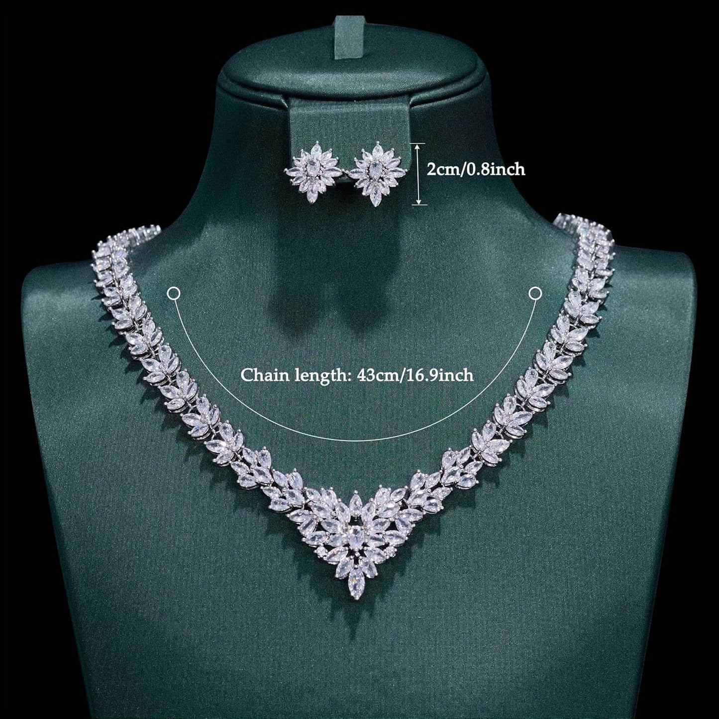 925 Silver, Flower Zirconia Jewelry Set Including Necklace And Earrings, Fashionable And Luxurious, Suitable for Weddings And Banquets, Gifts for Mothers, Wives, Female Friends, with Exquisite Gift Box