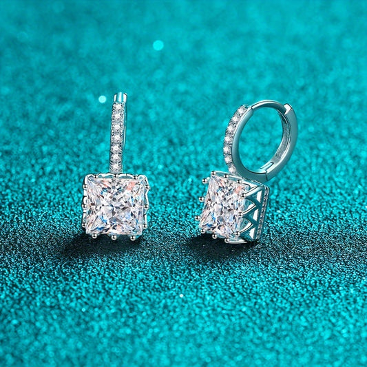 A Pair Of 2 Carat Moissanite Earrings, Hypoallergenic 925 Sterling Silvery Moissanite Earrings, Elegant And Generous 925 Sterling Silvery Women's Earrings, Valentine's Day Gift Christmas Gift Mother's Day Gift