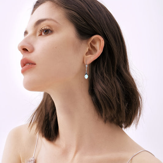 Moonstone Earrings 925 Sterling Silver Vintage Leverback Drop Dangle Earrings with June Birthstone Earrings