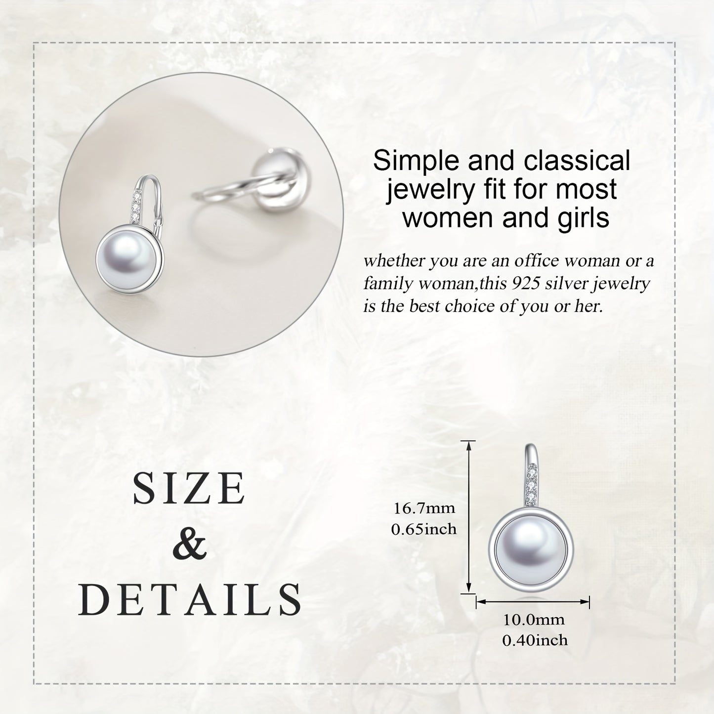 Pair of Earrings 925 Sterling Silvery Set with Zirconia Earrings Jewelry Mother's Day Birthday Gift for Women 3.3g