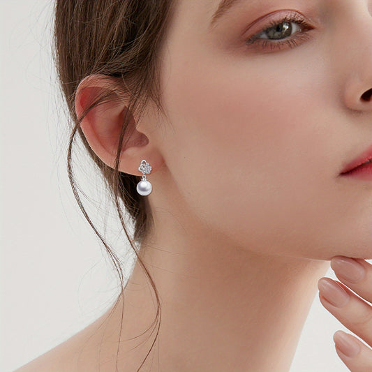 VONALA Synthetic Imitation Pearl Dangle Butterfly Earrings for Women 925 Sterling Silvery Animal Jewelry Anniversary Brithday Jewelry for Her Women Mothers Day Christmas Gifts Butterfly Synthetic Imitation Pearl Drop Earrings