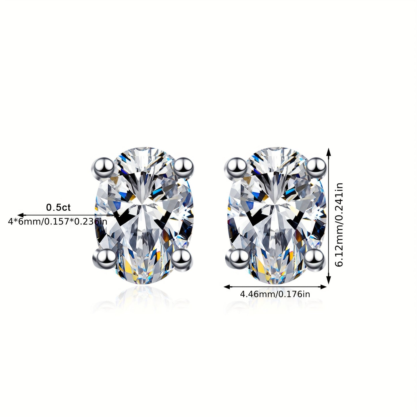 Pigeon Egg 0.5 Carat Moissanite Earrings 925 Sterling Silvery Hypoallergenic Earrings Jewelry Gifts for Men And Women, Valentine's Day Gifts, Christmas Gifts