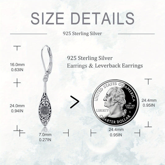 925 Sterling Silver Vintage Sunflower Earrings with French Clasp - Retro Style, Detailed Floral Design, Perfect for Daily Wear or Gifting, Everyday Earrings|Vintage Style Earrings|Plated Finish