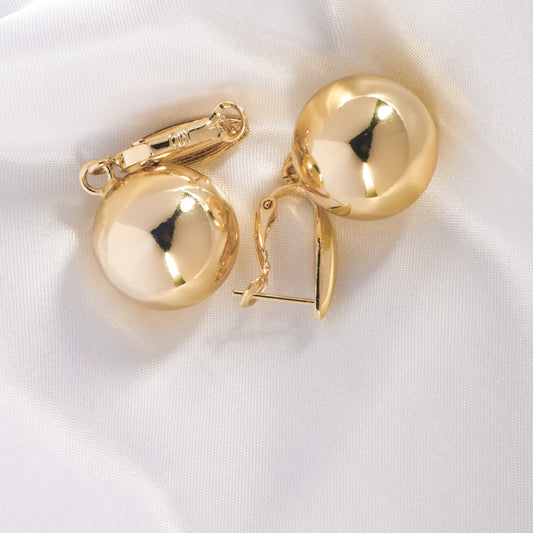 Elegant Boho-Chic 18K Gold-Plated Jewelry Set - Sleek Spherical Design Necklace & Earrings with Lobster Claw Clasp, Ideal for Daily Wear & Parties - Gift Box Included