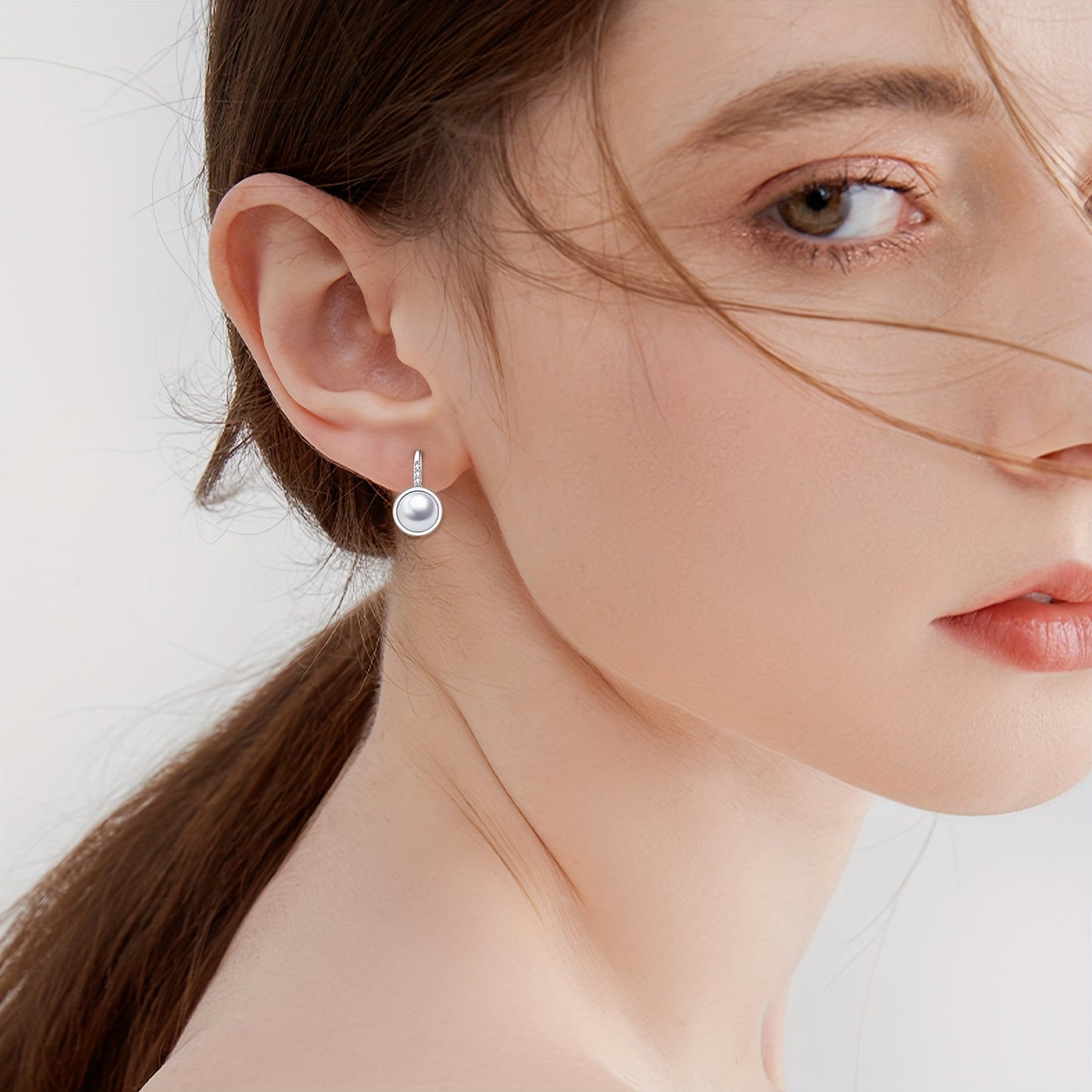 Pair of Earrings 925 Sterling Silvery Set with Zirconia Earrings Jewelry Mother's Day Birthday Gift for Women 3.3g