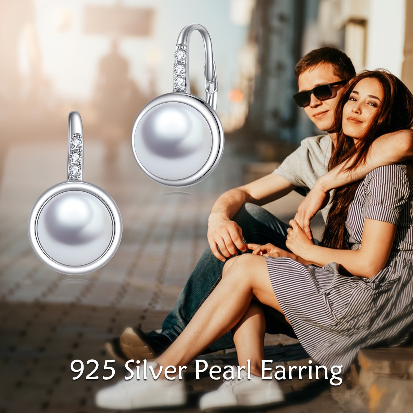 Pair of Earrings 925 Sterling Silvery Set with Zirconia Earrings Jewelry Mother's Day Birthday Gift for Women 3.3g