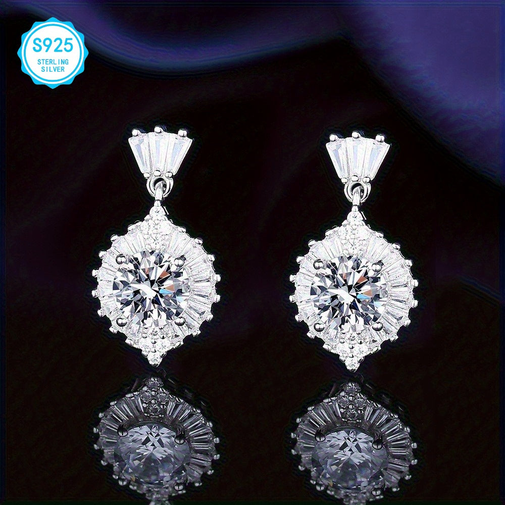 925 Silver 14CT Mosandi Jewelry Set, 5CT Ring, 5CT Pendant Necklace, 4Ct Water Drop Earrings, Mosandi Earrings Pendant Necklace Open Ring Wedding Anniversary Birthday Proposal Gift for Bridesmaids Wife Girlfriend Friends